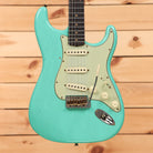 Fender Custom Shop Limited 1959 Stratocaster electric guitar sea foam green with single-coil pickups and relic finish