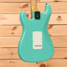 Fender Custom Shop Limited 1959 Stratocaster Journeyman Relic Super Faded Sea Foam Green electric guitar with single-coil pickups