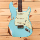 Fender Custom Shop Limited 1964 L-Series Stratocaster electric guitar heavy relic Daphne Blue with single-coil pickups