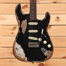 Fender Custom Shop 1962 Stratocaster electric guitar aged black super heavy relic with single-coil pickups