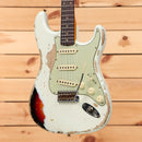 Fender Custom Shop 1960 Stratocaster heavy relic electric guitar Olympic White over sunburst with single-coil pickups