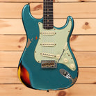 Fender Custom Shop 1961 Stratocaster heavy relic electric guitar Ocean Turquoise over 3-Color Sunburst with single-coil pickups