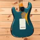 Fender Custom Shop 1961 Stratocaster heavy relic electric guitar Ocean Turquoise over 3-color sunburst with white pickguard
