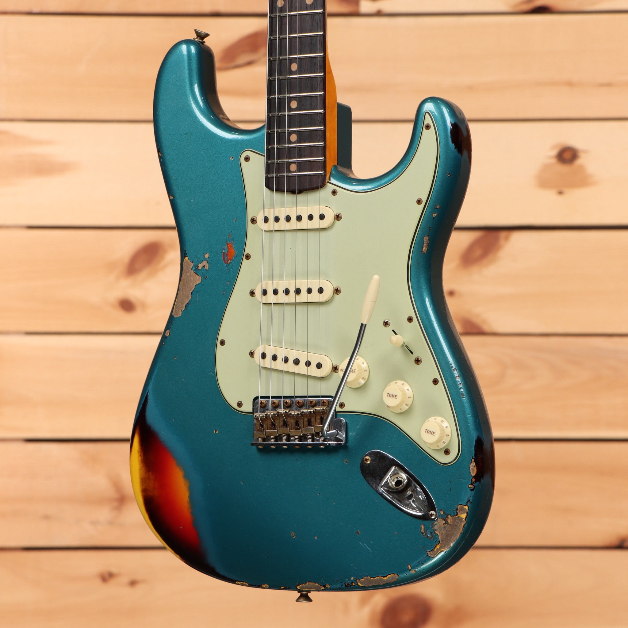 Fender Custom Shop 1961 Stratocaster heavy relic electric guitar aged ocean turquoise with single-coil pickups