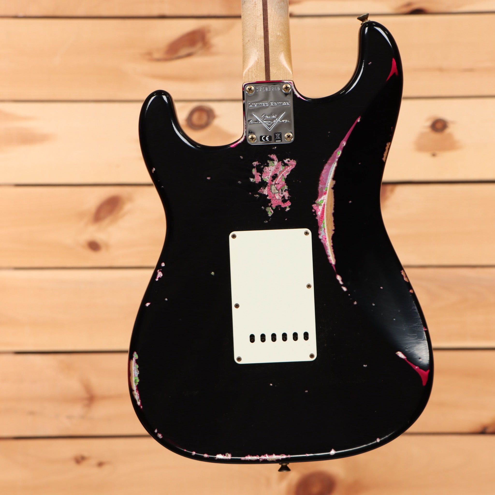 Fender Custom Shop Limited Mischief Maker electric Stratocaster heavy relic aged black over pink paisley with white pickguard