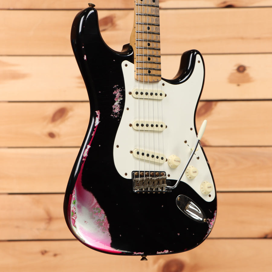 Fender Custom Shop Limited Mischief Maker Heavy Relic electric guitar aged black over pink paisley with white pickguard