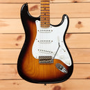 Fender Custom Shop Eric Clapton Stratocaster Journeyman Relic 2-Color Sunburst electric guitar with white pickguard and single-coil pickups