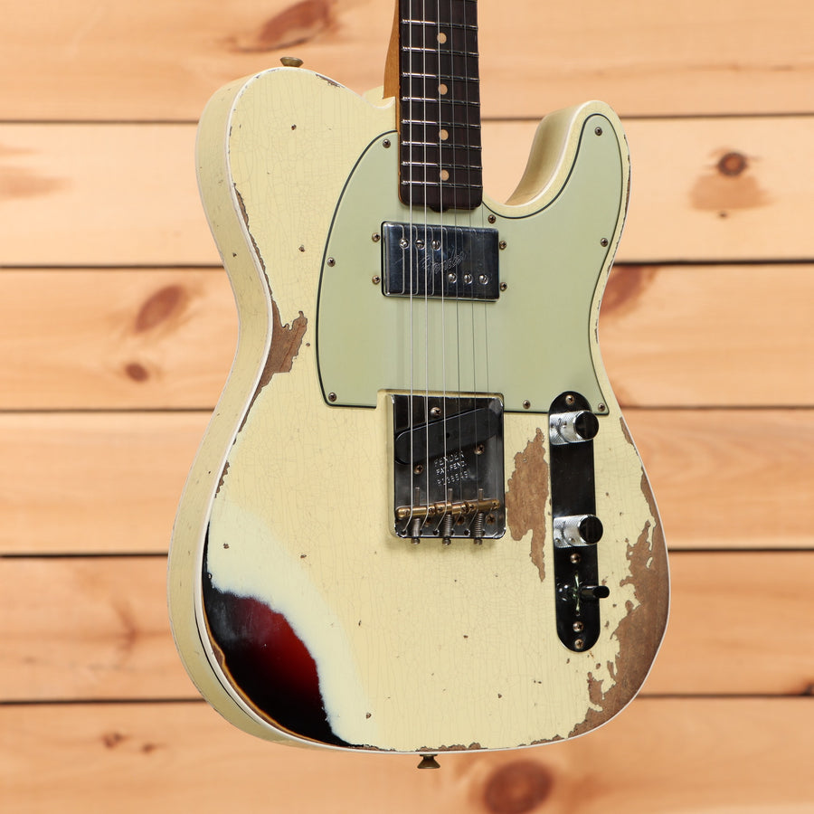 Fender Custom Shop Limited Cunife Telecaster Custom electric guitar Aged Vintage White heavy relic with humbucker pickup