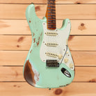 Fender Custom Shop 1957 Stratocaster heavy relic electric guitar aged surf green with single-coil pickups