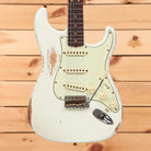 Fender Custom Shop Limited 1964 L-Series Stratocaster heavy relic aged Olympic White electric guitar with single-coil pickups