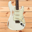 Fender Custom Shop Limited 1964 L-Series Stratocaster electric guitar Olympic White heavy relic with single-coil pickups