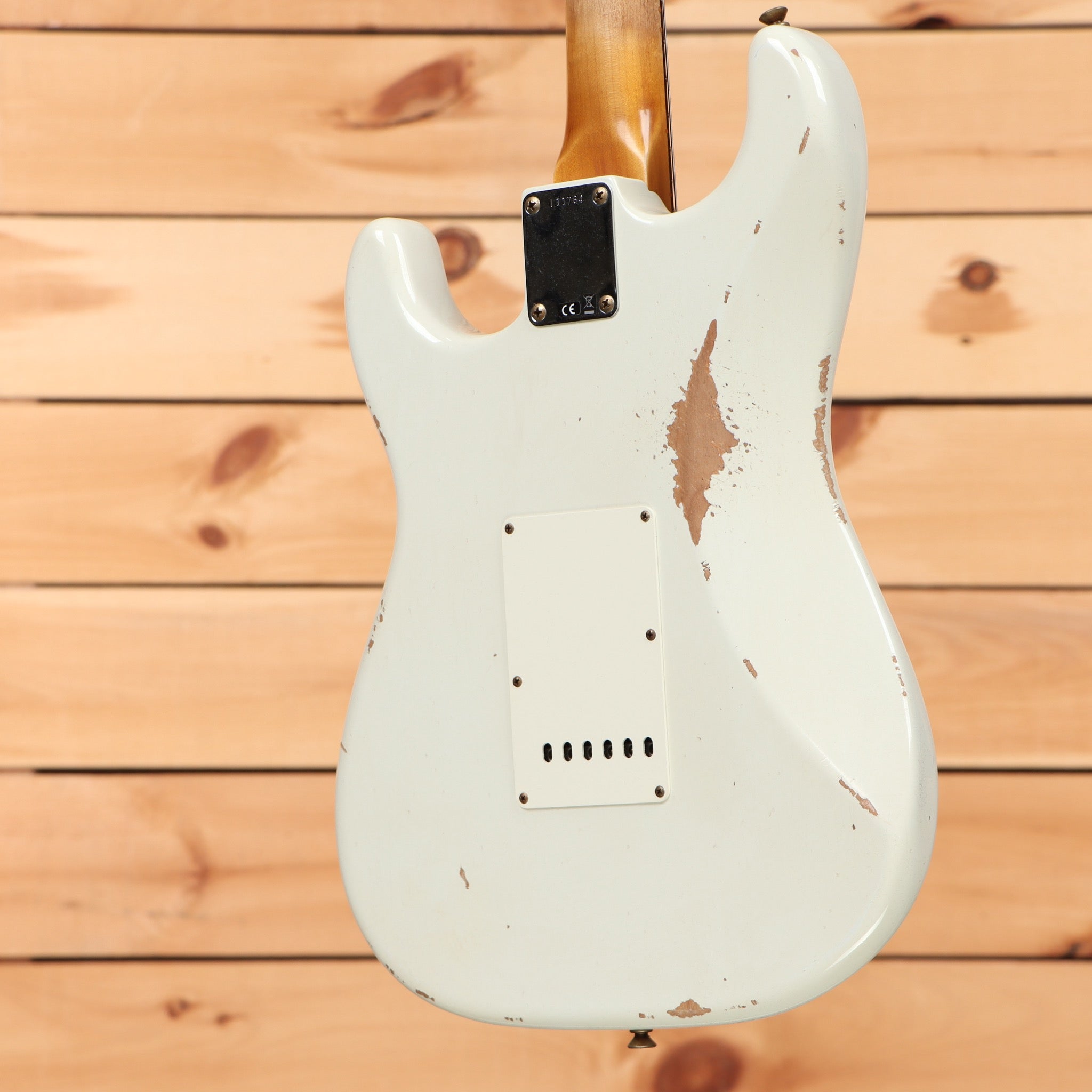 Fender Custom Shop Limited 1964 L-Series Stratocaster heavy relic aged Olympic White electric guitar with single-coil pickups