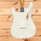 Fender Custom Shop Limited 1964 L-Series Stratocaster heavy relic aged Olympic White electric guitar with single-coil pickups