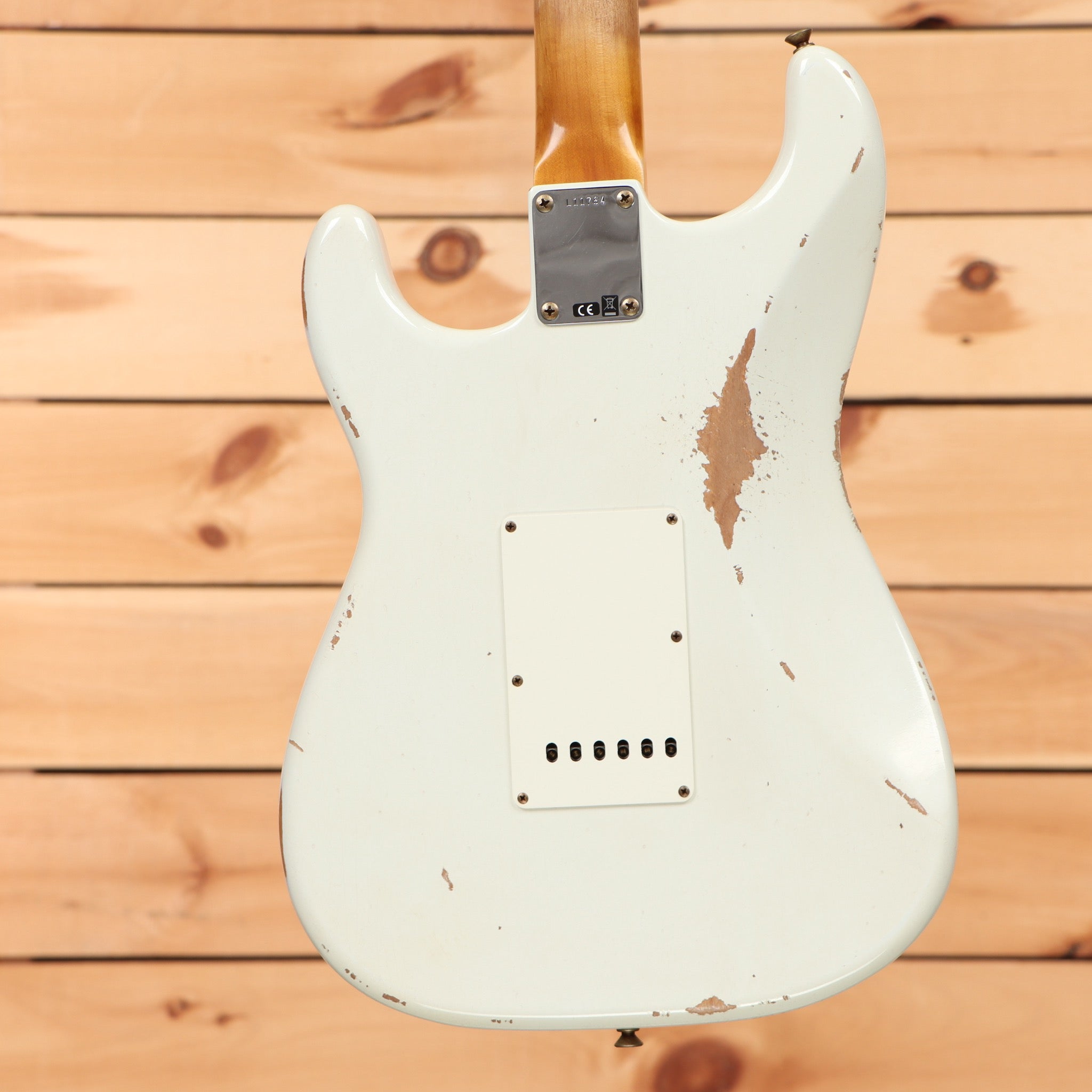 Fender Custom Shop Limited 1964 L-Series Stratocaster heavy relic aged Olympic White electric guitar with single-coil pickups
