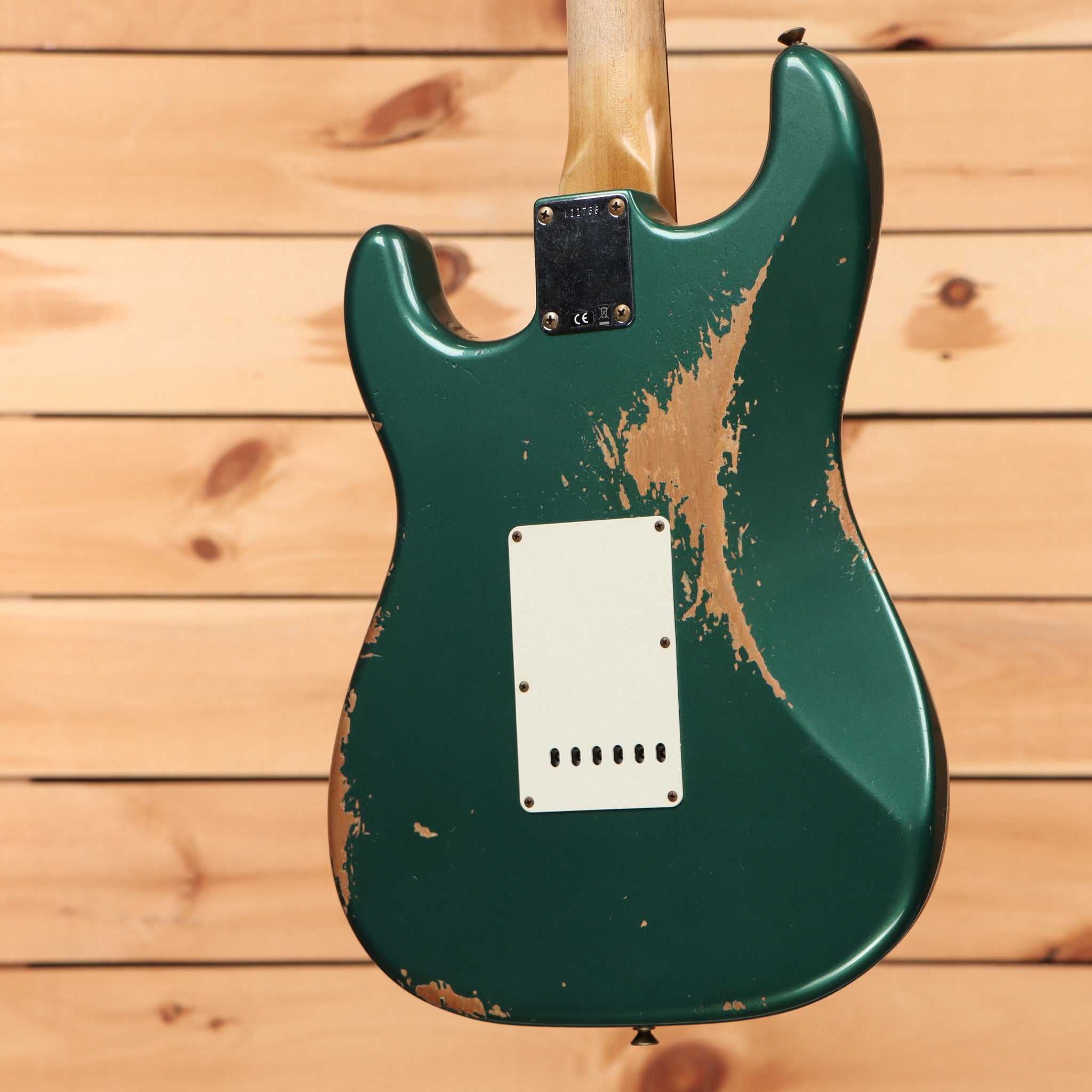 Fender Custom Shop 1964 L-Series Stratocaster heavy relic electric guitar Aged Sherwood Green Metallic with white pickguard