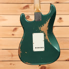 Fender Custom Shop 1964 L-Series Stratocaster heavy relic electric guitar Aged Sherwood Green Metallic with white pickguard