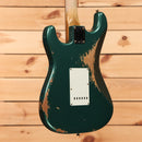 Fender Custom Shop 1964 L-Series Stratocaster heavy relic aged Sherwood Green Metallic electric guitar with white pickguard