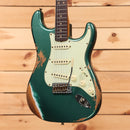 Fender Custom Shop 1964 L-Series Stratocaster heavy relic electric guitar aged Sherwood Green Metallic with single-coil pickups
