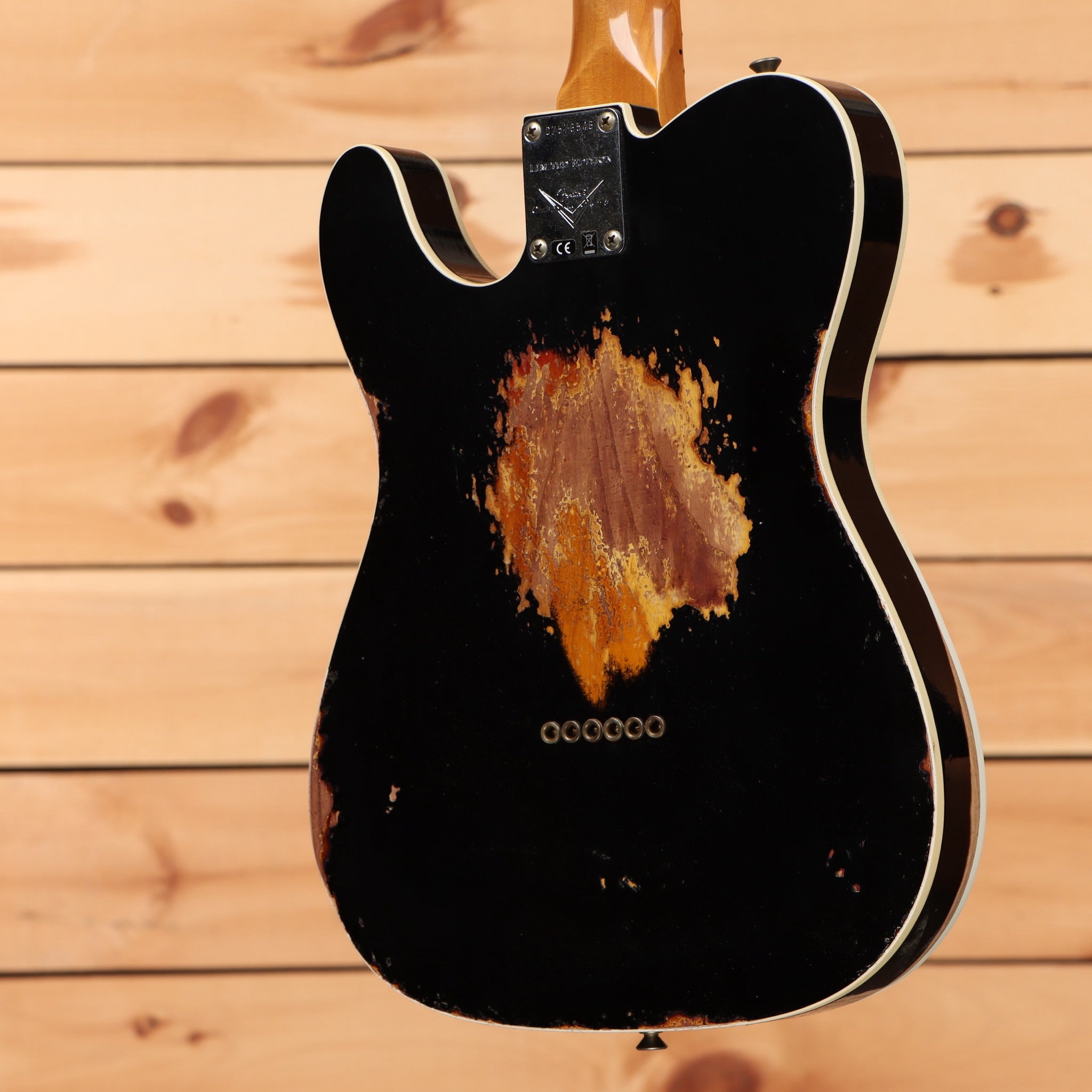 Fender Custom Shop Limited 1965 Telecaster Custom heavy relic electric guitar aged black over 3-tone sunburst with single-coil pickups