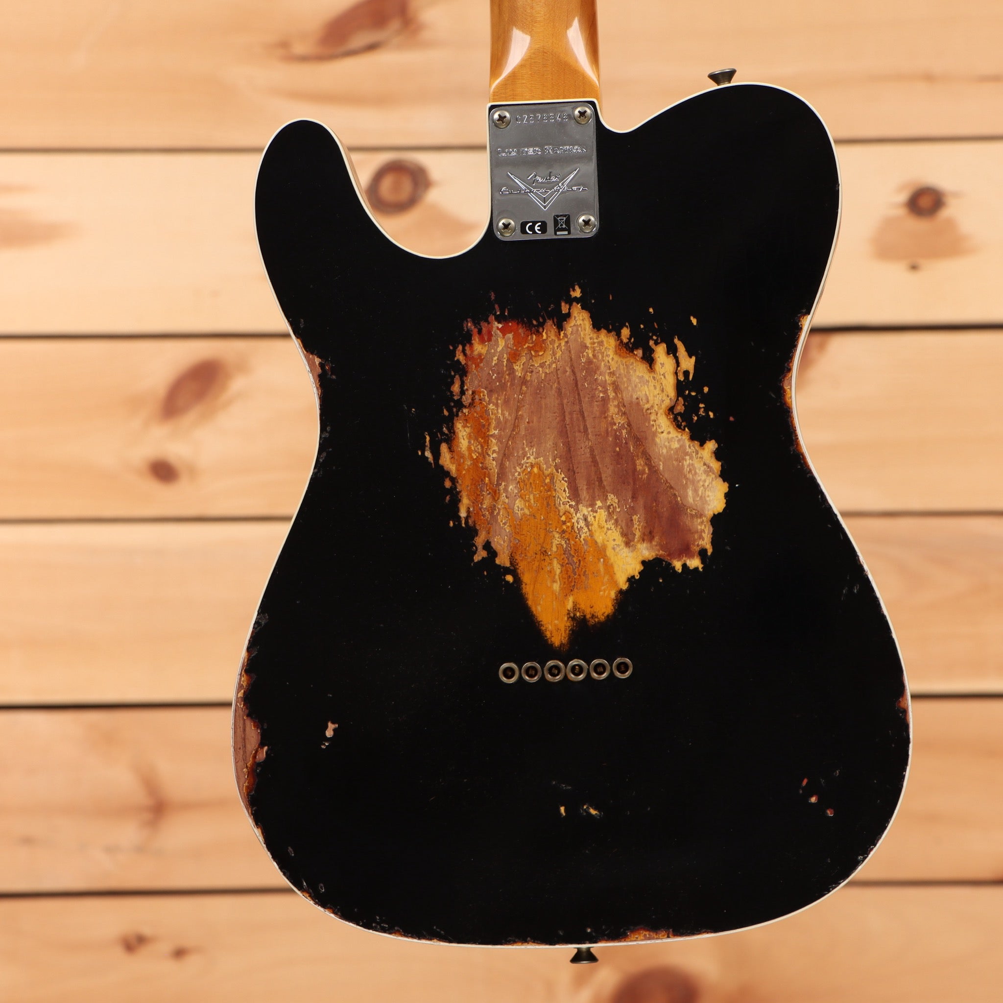 Fender Custom Shop Limited 1965 Telecaster Custom electric guitar heavy relic aged black over 3-tone sunburst with single-coil pickups