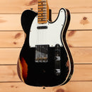 Fender Custom Shop 1965 Telecaster Custom Heavy Relic electric guitar Aged Black Over 3-Tone Sunburst with white pickguard