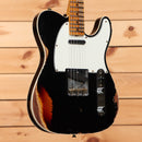 Fender Custom Shop Limited 1965 Telecaster Custom heavy relic electric guitar aged black over 3-tone sunburst with single-coil pickup