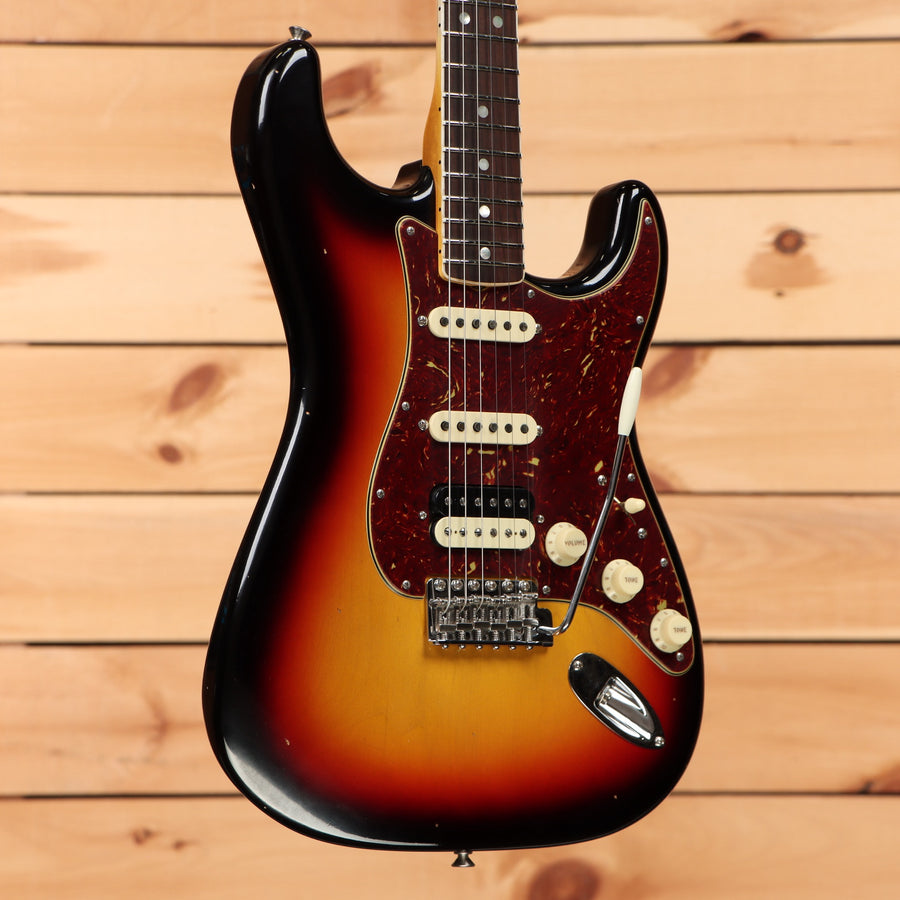 Fender Custom Shop Limited 1967 HSS Stratocaster Journeyman Relic 3-Color Sunburst electric guitar with tortoiseshell pickguard