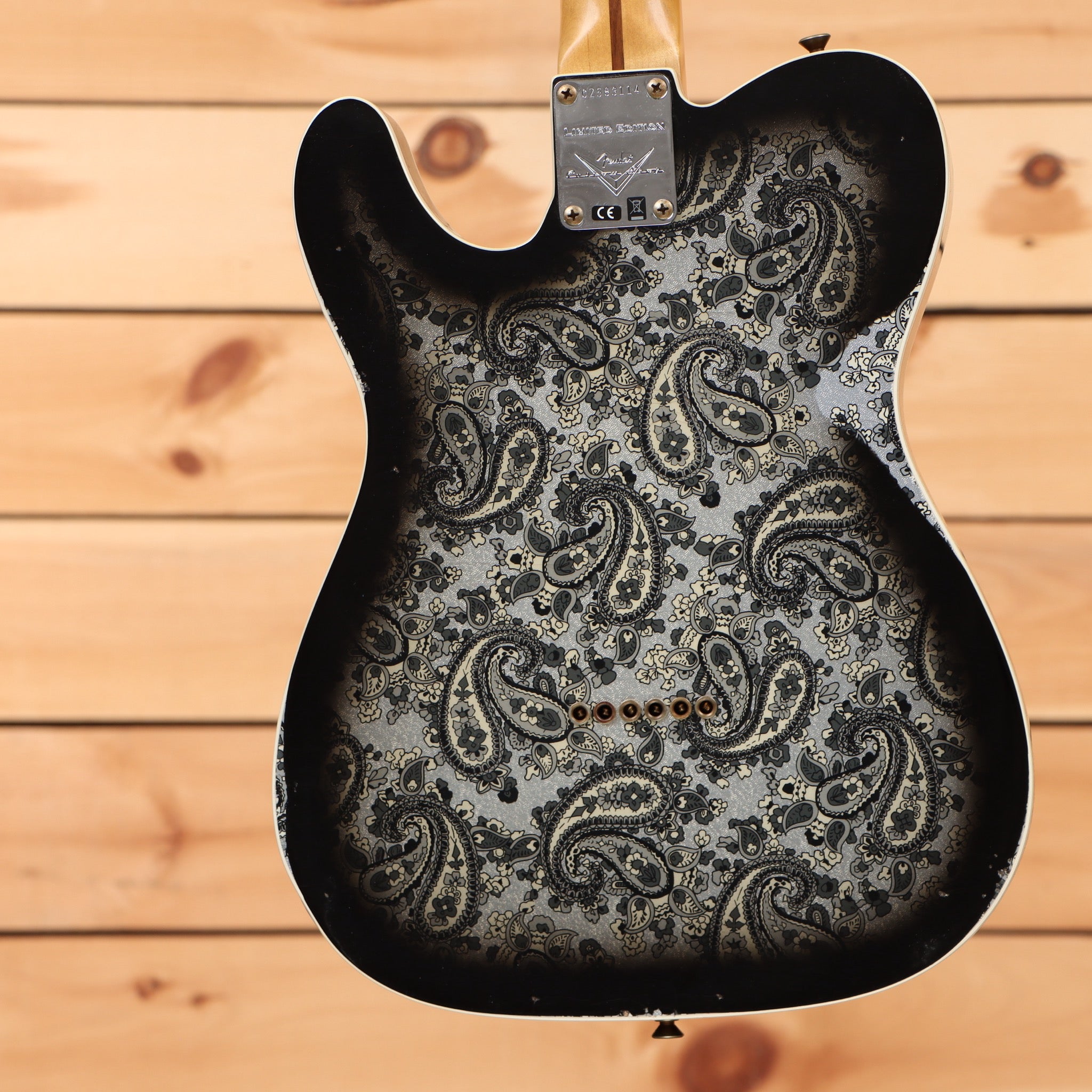 Fender Custom Shop Limited Dual P90 Telecaster electric guitar Black Paisley relic aged with decorative paisley pickguard