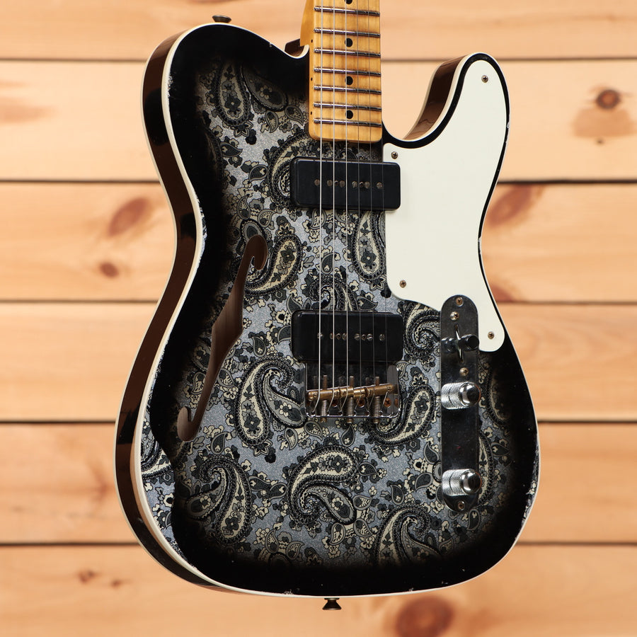 Fender Custom Shop Limited Dual P90 Telecaster electric guitar Black Paisley relic aged finish with white pickguard