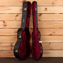 Taylor 222CEK DLX acoustic guitar case shaded edgeburst black leather with burgundy velvet interior