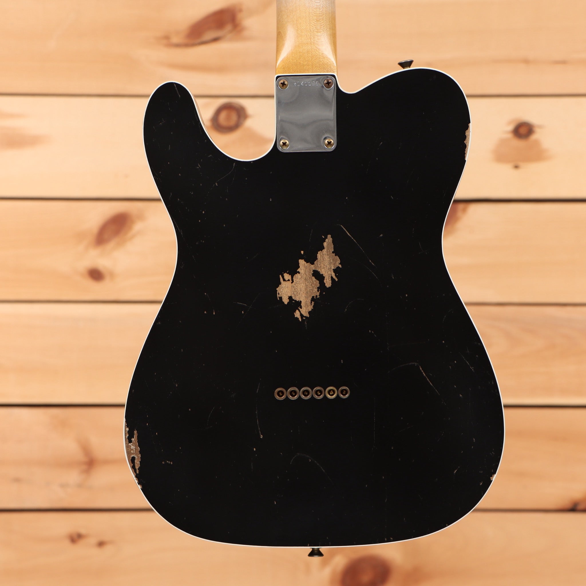 Fender Custom Shop Limited Masterbuilt David Brown 1963 Telecaster Relic electric guitar black with vintage wear and single-coil pickups