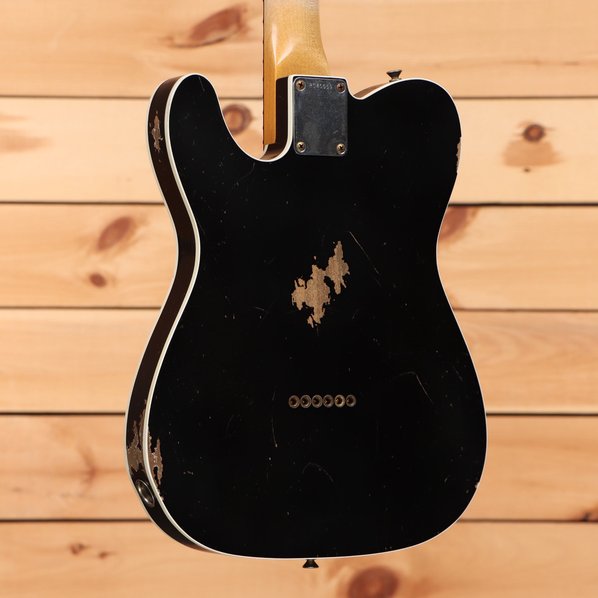 Fender Custom Shop Limited Masterbuilt David Brown 1963 Telecaster Relic electric guitar black with vintage wear and single-coil pickups