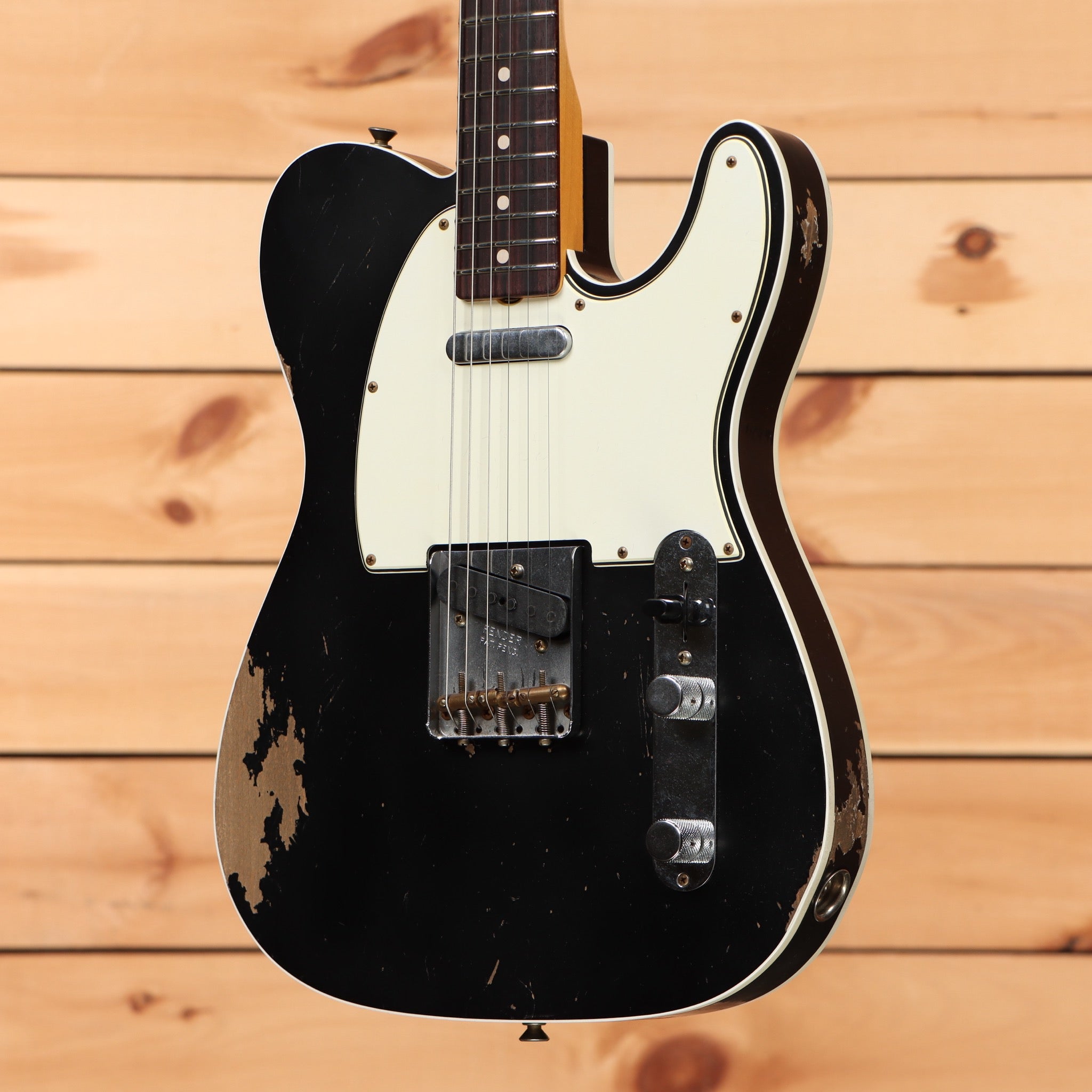 Fender Custom Shop Limited Masterbuilt David Brown 1963 Telecaster relic black electric guitar with white pickguard