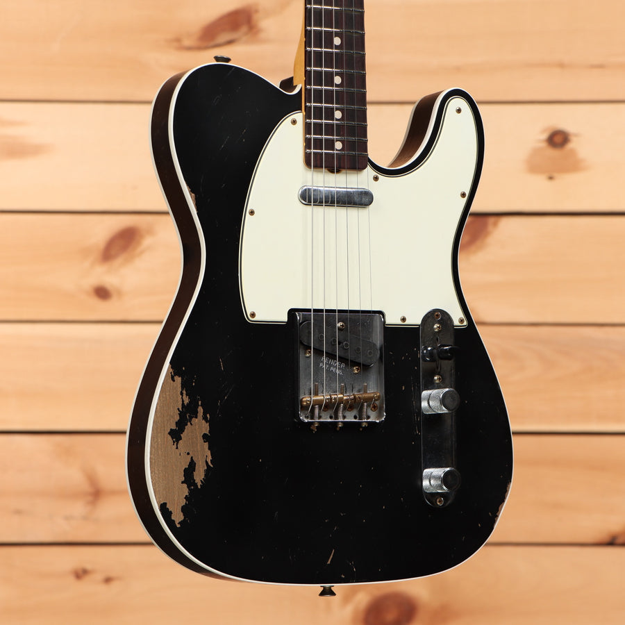 Fender Custom Shop Limited Masterbuilt David Brown 1963 Telecaster Relic black electric guitar with white pickguard