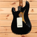 Fender Custom Shop Limited 1961 Stratocaster electric guitar heavy relic aged black over 3-color sunburst with white pickguard