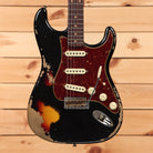 Fender Custom Shop Limited 1961 Stratocaster electric guitar Heavy Relic Aged Black Over 3-Color Sunburst with single-coil pickups