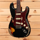 Fender Custom Shop 1961 Stratocaster electric guitar heavy relic aged black over 3-color sunburst with single-coil pickups