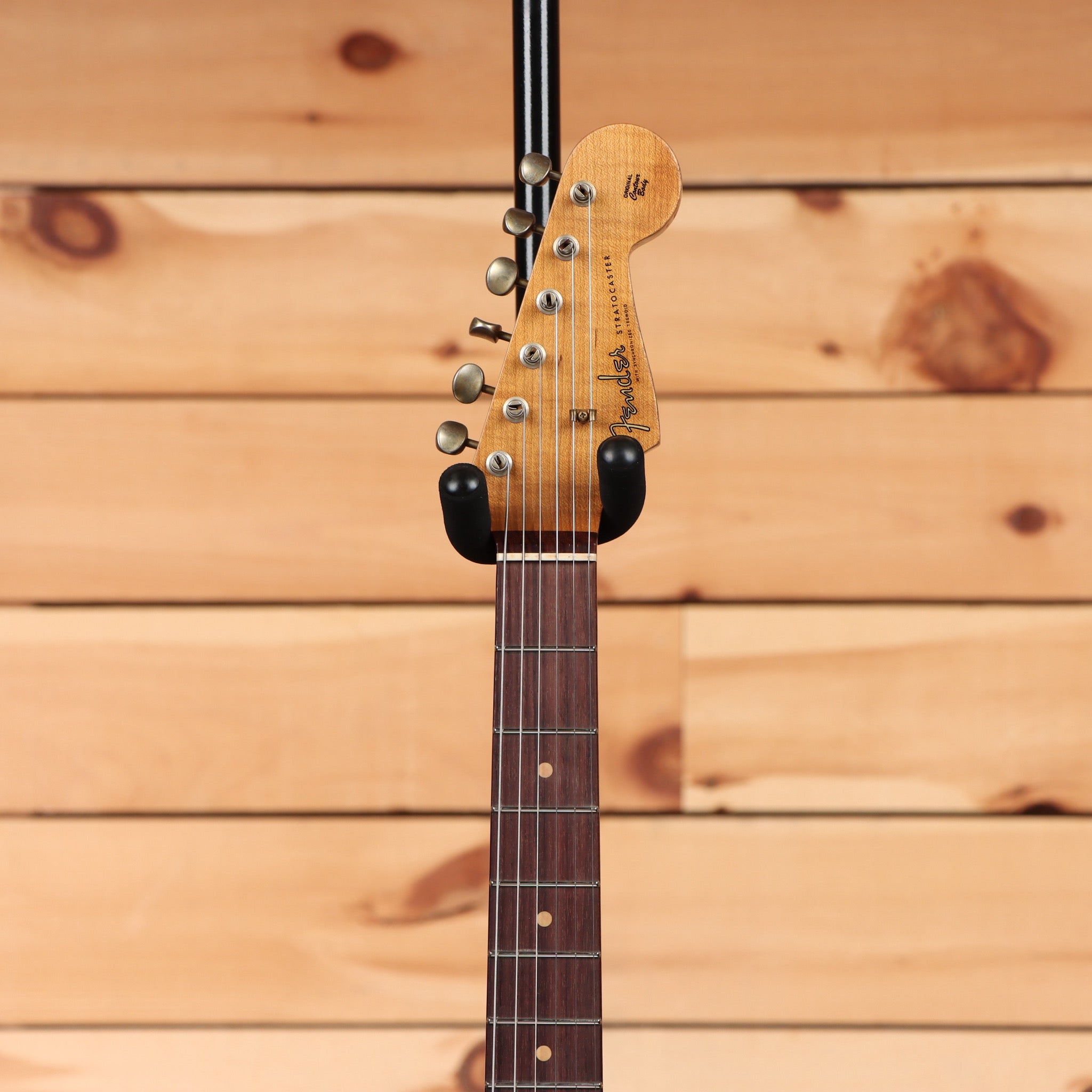 Fender Custom Shop Limited 1961 Stratocaster heavy relic electric guitar aged black over 3-color sunburst with single-coil pickups