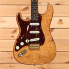 Fender Custom Shop Artisan Maple Burl Stratocaster electric guitar aged natural with tortoiseshell pickguard and single-coil pickups