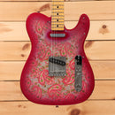 Fender Custom Shop Vintage Custom 1968 Paisley Telecaster electric guitar aged pink paisley with single-coil pickups