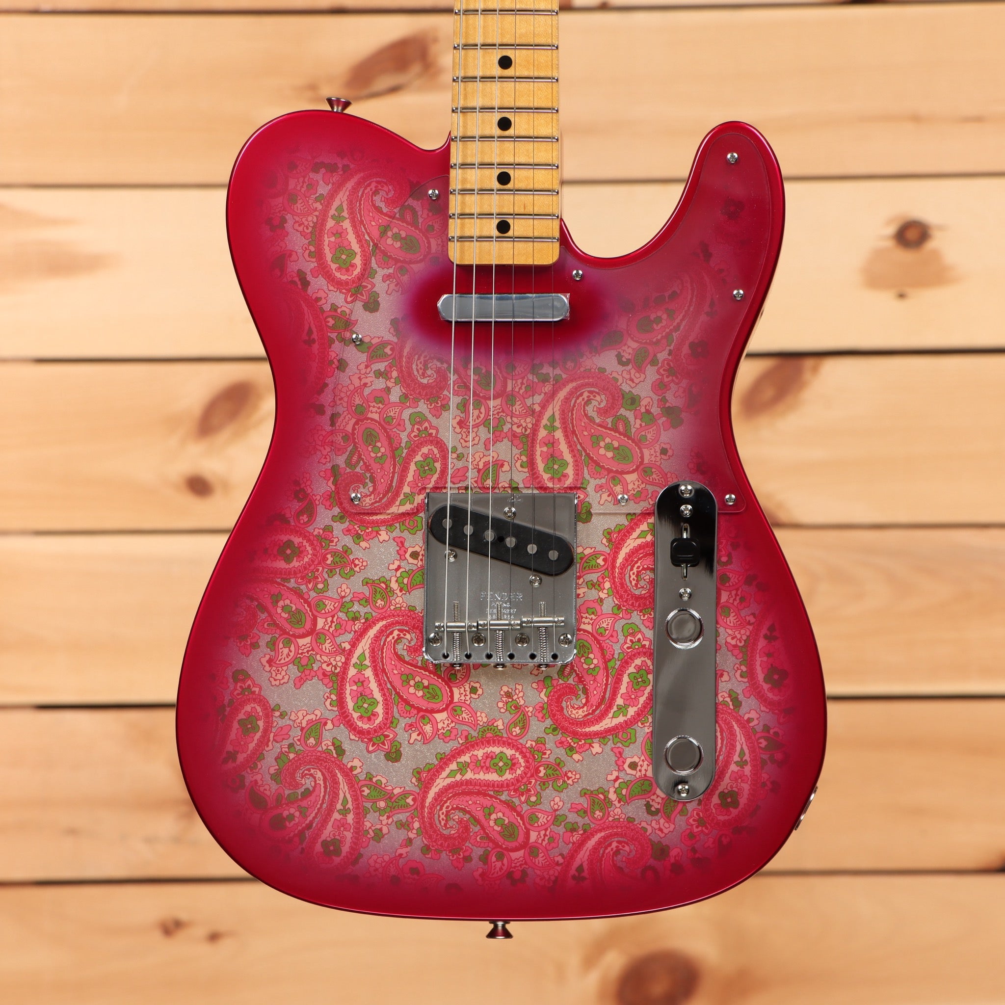 Fender Custom Shop Vintage Custom 1968 Paisley Telecaster electric guitar aged pink paisley with single-coil pickups