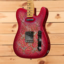 Fender Custom Shop Vintage Custom 1968 Paisley Telecaster electric guitar aged pink paisley with maple neck