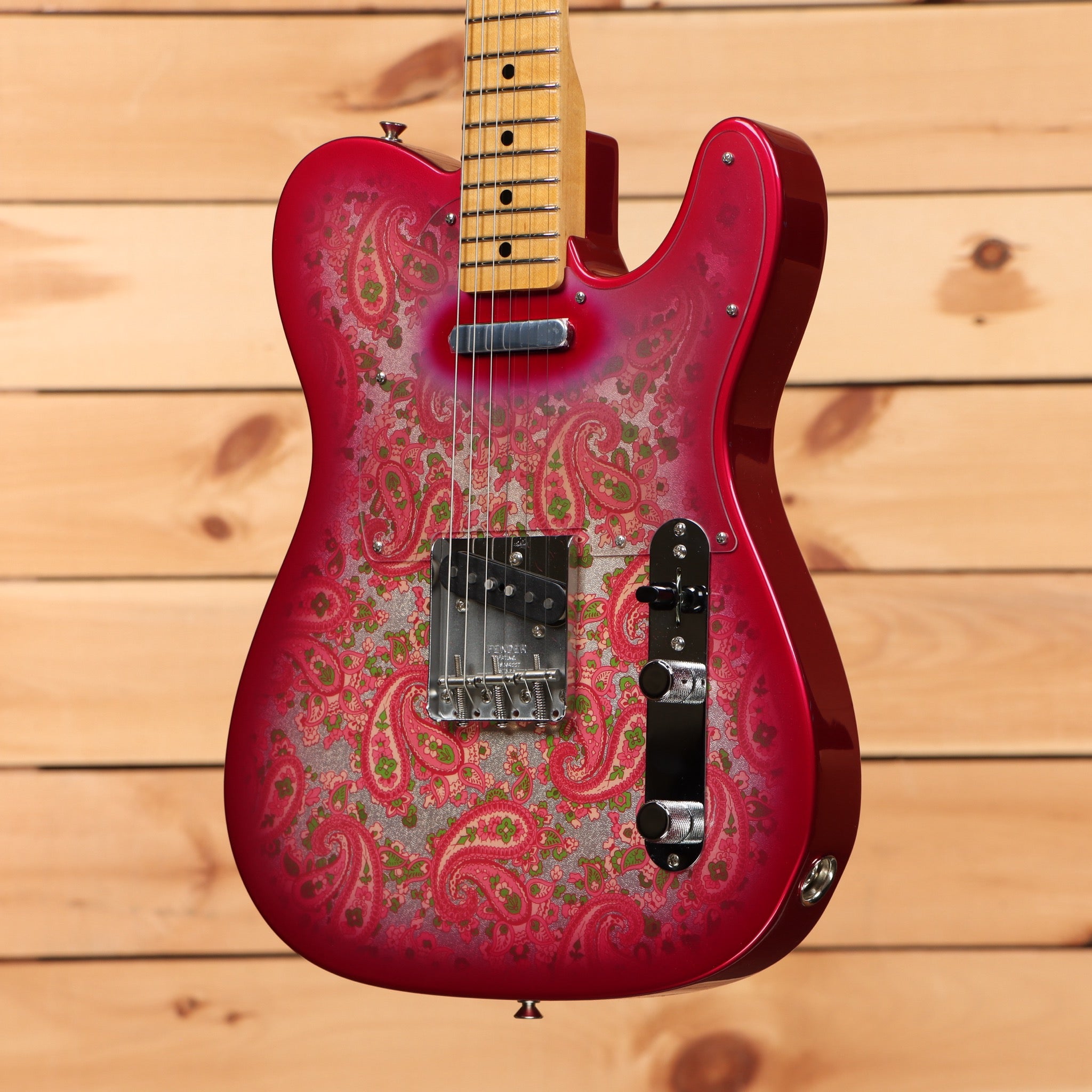 Fender Custom Shop Vintage Custom 1968 Paisley Telecaster electric guitar aged pink paisley with maple neck