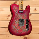 Fender Custom Shop Vintage Custom 1968 Paisley Telecaster electric guitar aged pink paisley with single-coil pickups