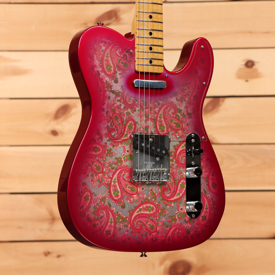 Fender Custom Shop Vintage Custom 1968 Paisley Telecaster electric guitar aged pink paisley with single-coil pickups