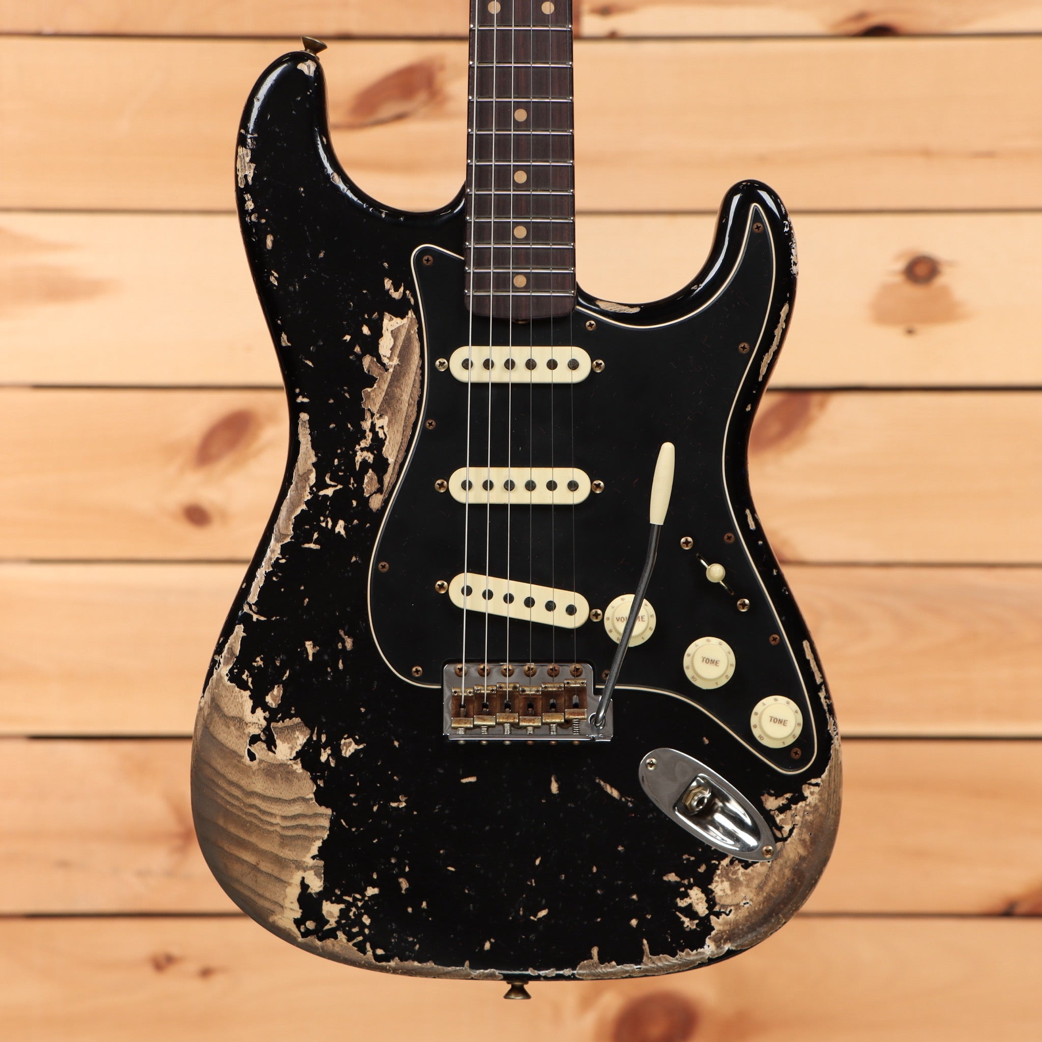 Fender Custom Shop Limited Poblano Stratocaster electric guitar aged black heavy relic with single-coil pickups
