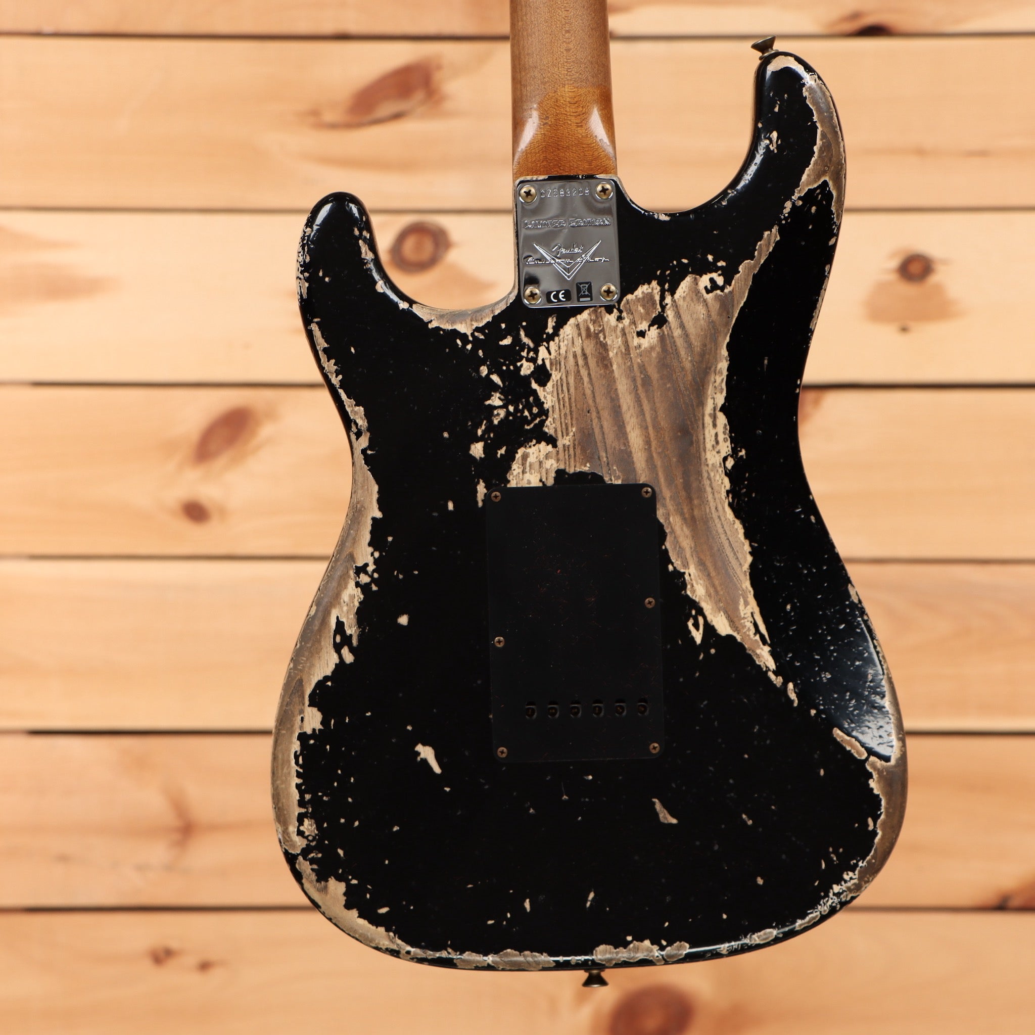 Fender Custom Shop Limited Poblano Stratocaster super heavy relic aged black electric guitar with heavily worn finish