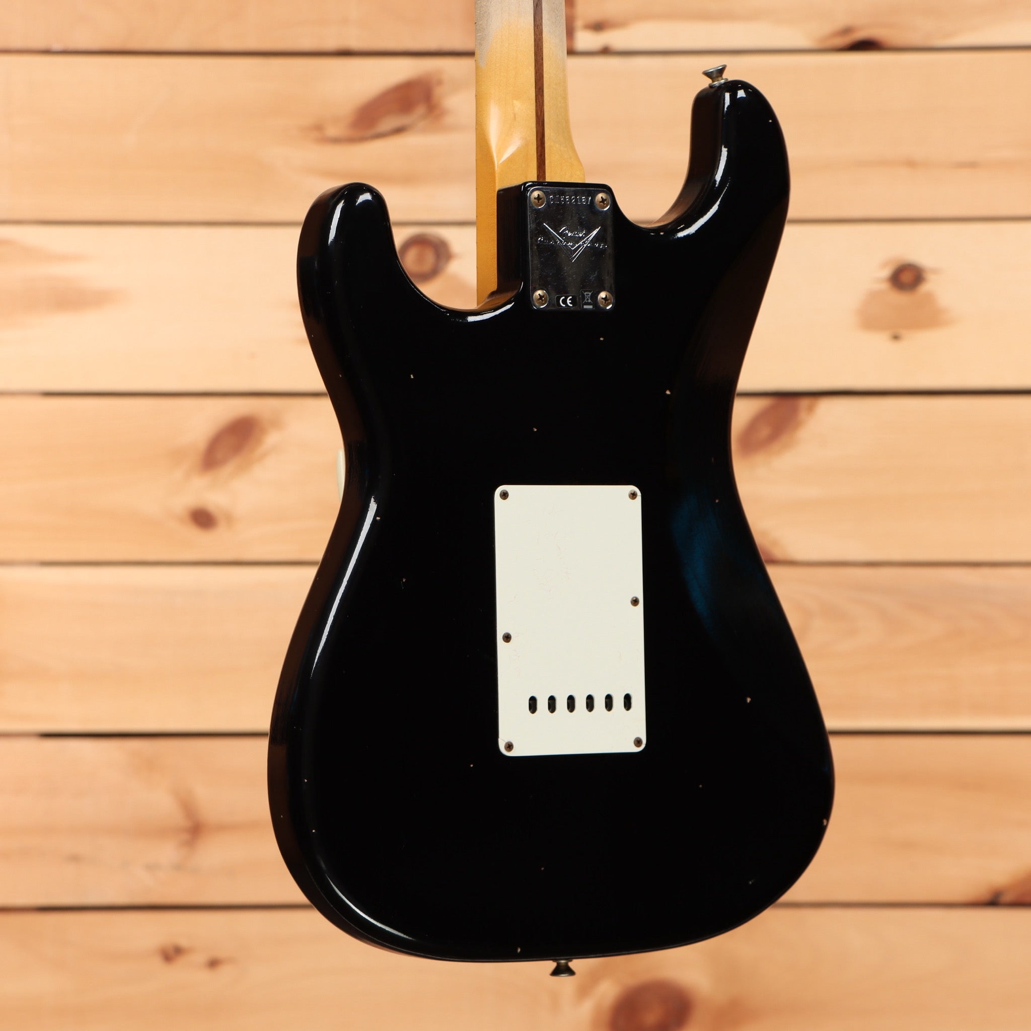 Fender Custom Shop 1956 Stratocaster Journeyman Relic aged black electric guitar white pickguard