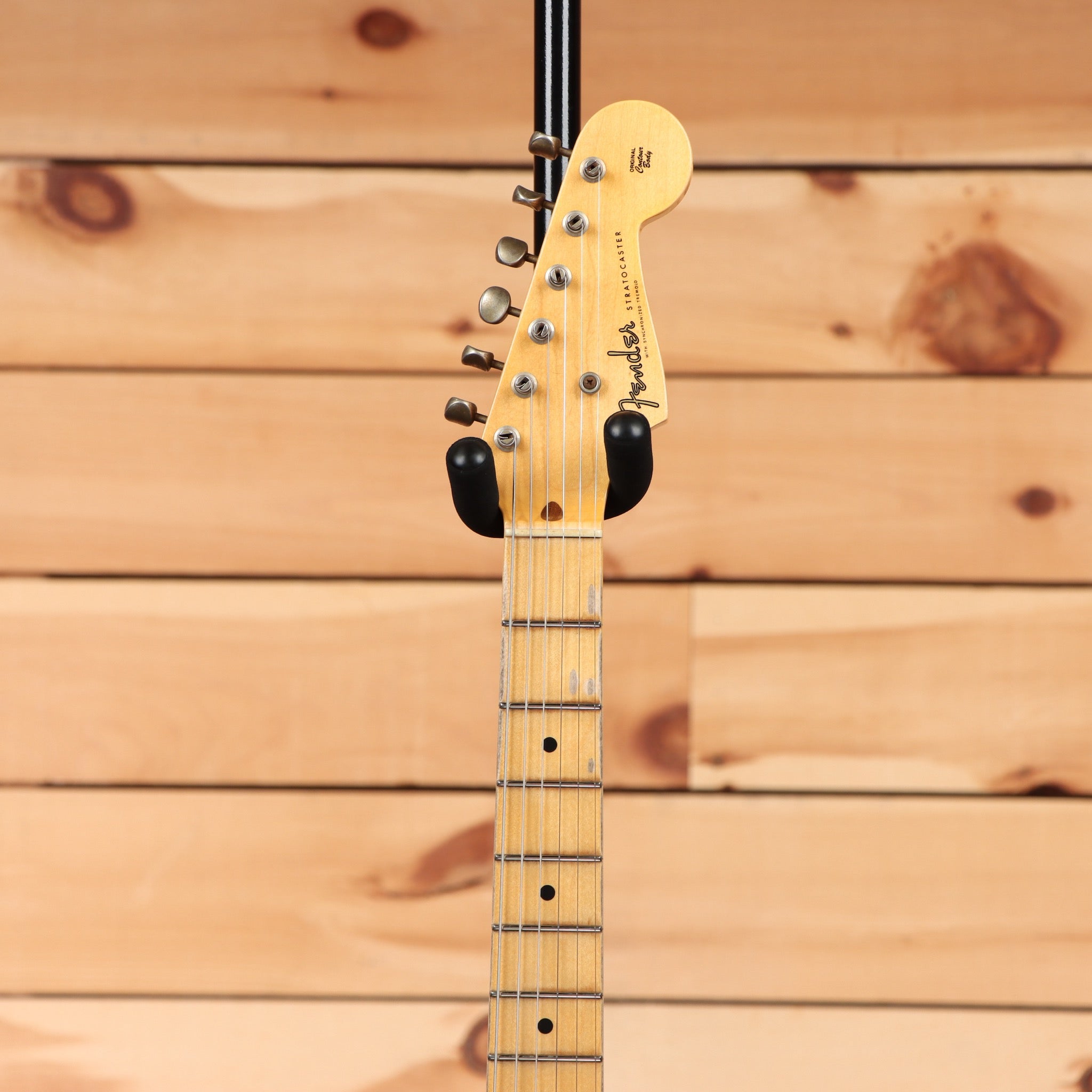 Fender Custom Shop 1956 Stratocaster Journeyman Relic electric guitar aged black with maple neck and single-coil pickups
