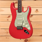 Fender Custom Shop Kyle McMillin Masterbuilt 1963 Stratocaster electric guitar Fiesta Red with mint green pickguard and single-coil pickups